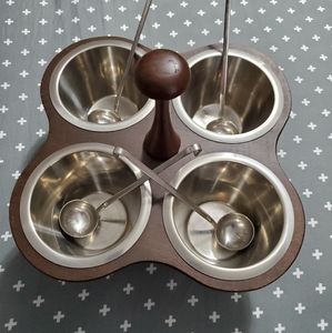 Vintage MCM Walnut Sauce/Condiment